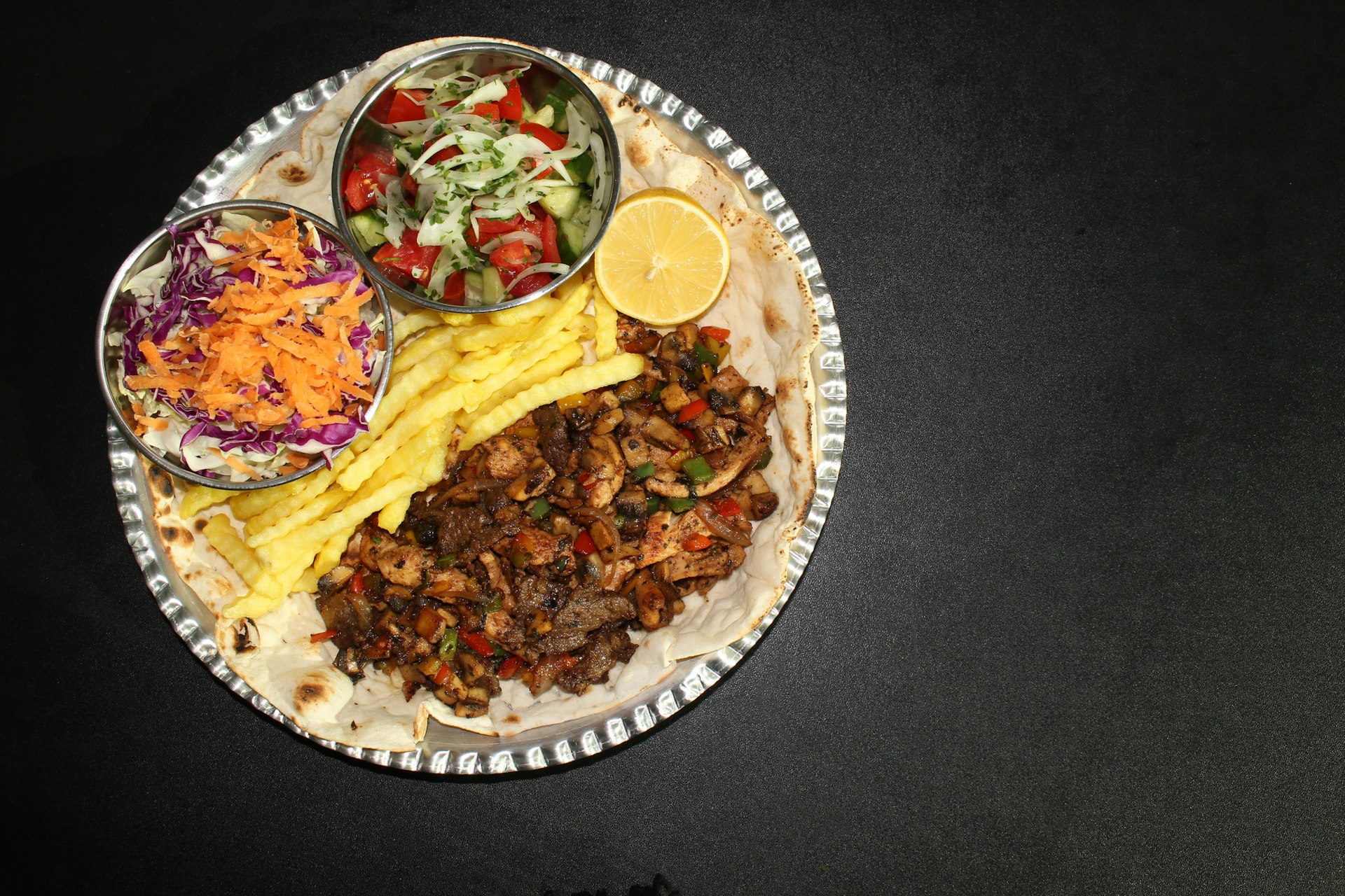 a plate of food with a variety of different foods on it